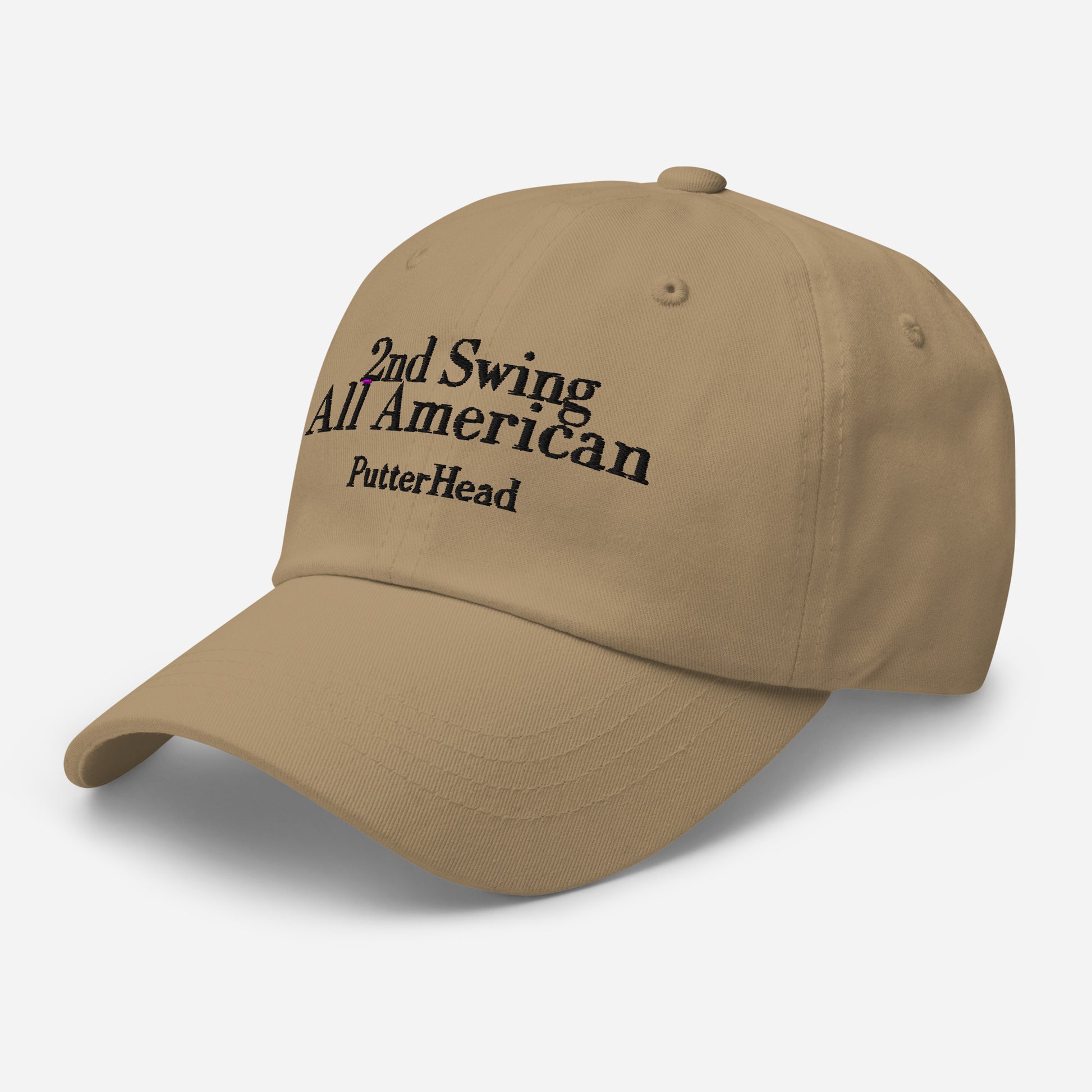 2nd Swing All American Dad hat Black Text - PutterHead