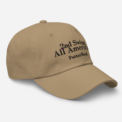 2nd Swing All American Dad hat Black Text - PutterHead