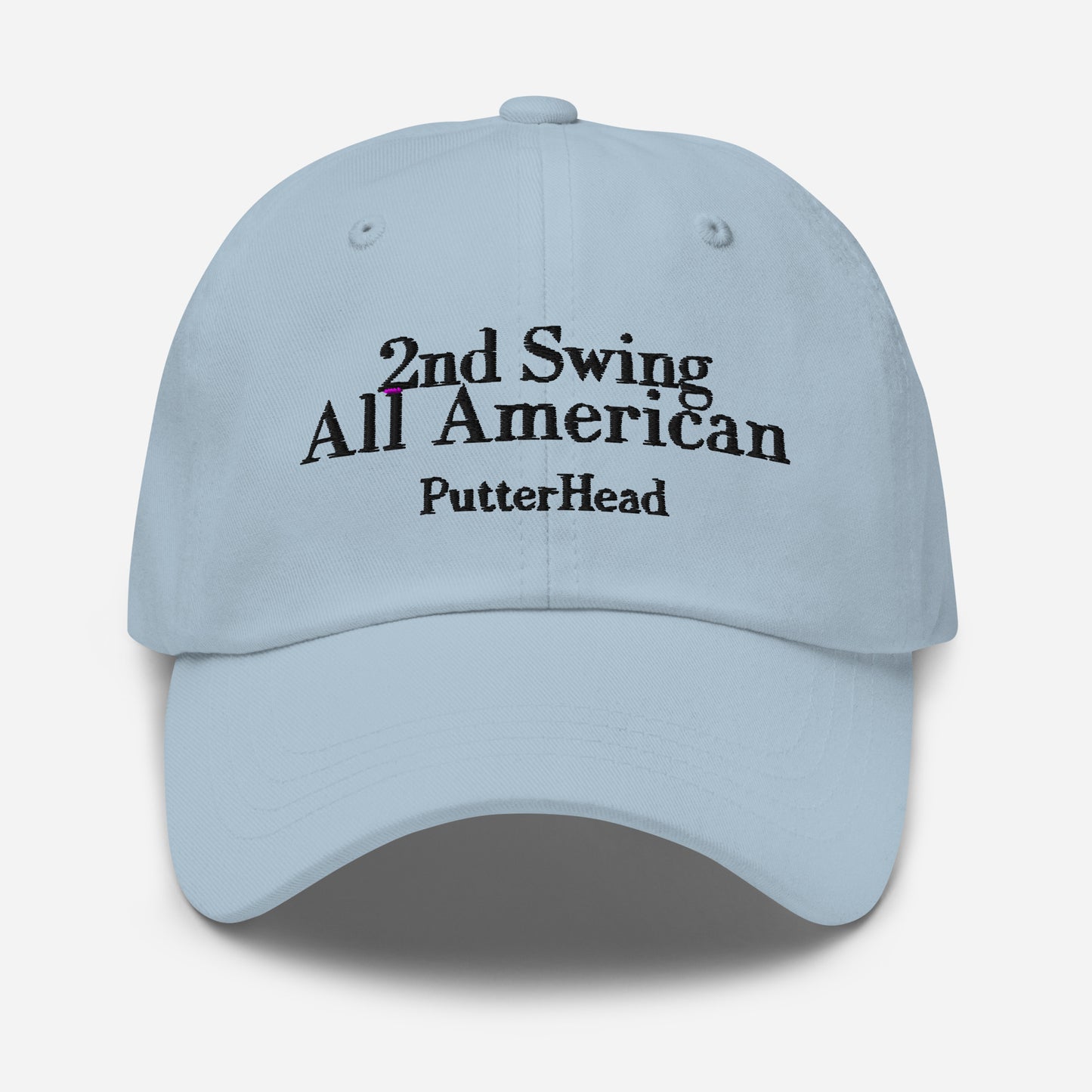 2nd Swing All American Dad hat Black Text - PutterHead