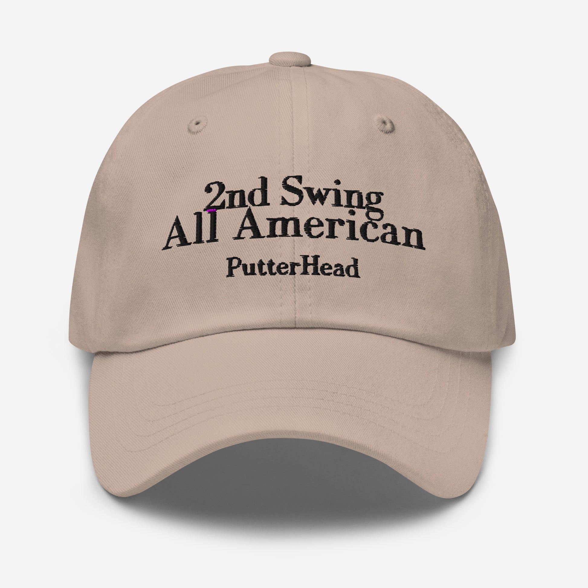 2nd Swing All American Dad hat Black Text - PutterHead