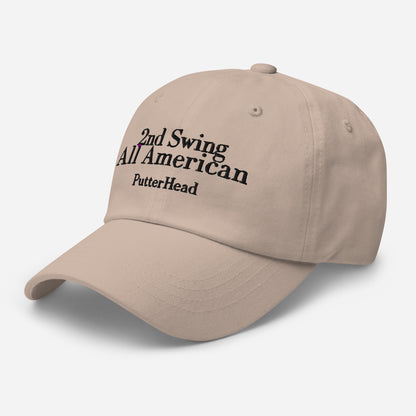 2nd Swing All American Dad hat Black Text - PutterHead