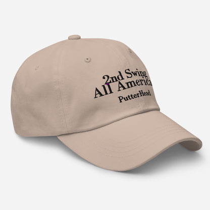 2nd Swing All American Dad hat Black Text - PutterHead