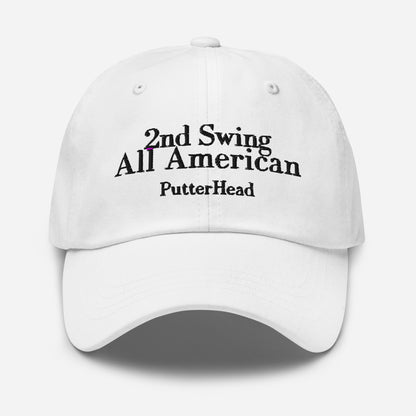 2nd Swing All American Dad hat Black Text - PutterHead