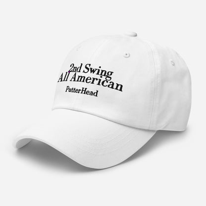 2nd Swing All American Dad hat Black Text - PutterHead