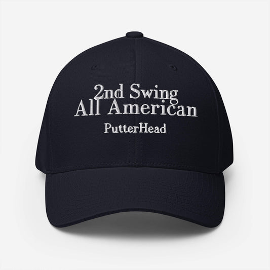 2nd Swing All American Flex Fit Hat White Text 